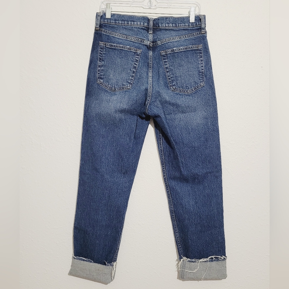 GAP Cheeky Straight High Rise Jeans Women’s 30 Tall Button Fly Cuffed Stretch - Picture 4 of 14